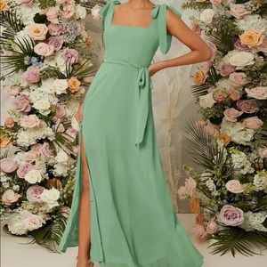Tie Shoulder Belted Light Green Dress Size S